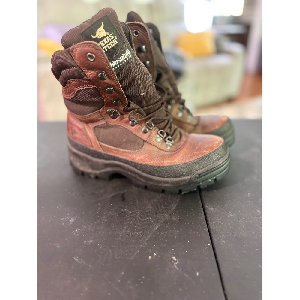Texas Steer Mens Brown Leather Thinsulate Insulated Work BootsSize 7.5 5180/0085